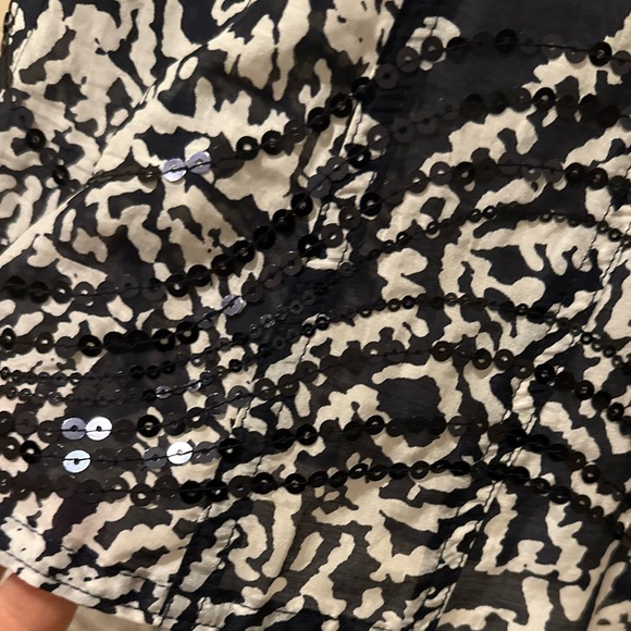 Chico's Skirt Womens black/White Paisley Sequin Silk Cotton Midi Lined Zip. Sz 2 - Picture 10 of 13